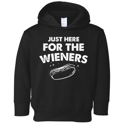 Just Here For The Wieners Funny Hot Dog 4th Of July American Toddler Hoodie