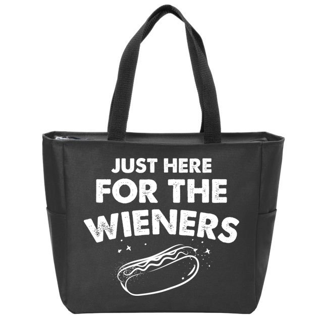 Just Here For The Wieners Funny Hot Dog 4th Of July American Zip Tote Bag