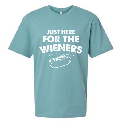 Just Here For The Wieners Funny Hot Dog 4th Of July American Sueded Cloud Jersey T-Shirt