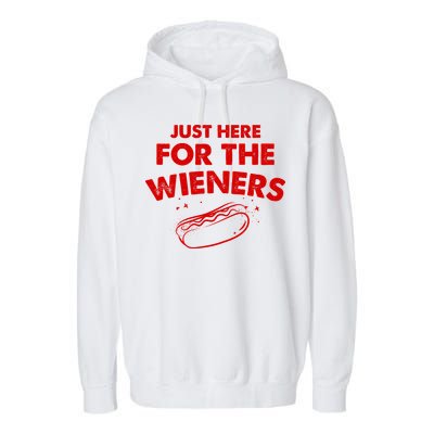 Just Here For The Wieners Funny Hot Dog 4th Of July American Garment-Dyed Fleece Hoodie