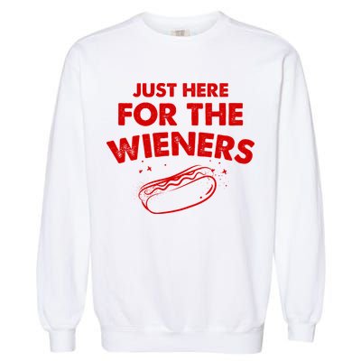 Just Here For The Wieners Funny Hot Dog 4th Of July American Garment-Dyed Sweatshirt