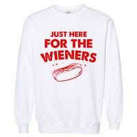 Just Here For The Wieners Funny Hot Dog 4th Of July American Garment-Dyed Sweatshirt