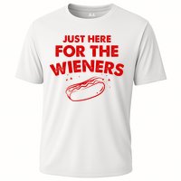 Just Here For The Wieners Funny Hot Dog 4th Of July American Cooling Performance Crew T-Shirt