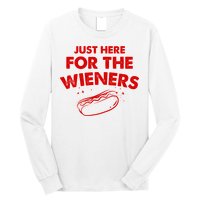 Just Here For The Wieners Funny Hot Dog 4th Of July American Long Sleeve Shirt