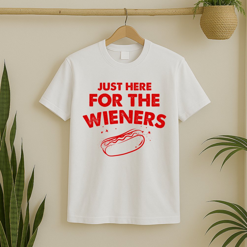 Just Here For The Wieners Funny Hot Dog 4th Of July American T-Shirt
