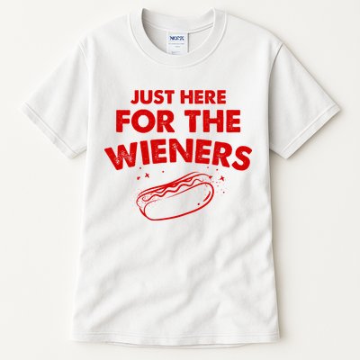 Just Here For The Wieners Funny Hot Dog 4th Of July American Tall T-Shirt
