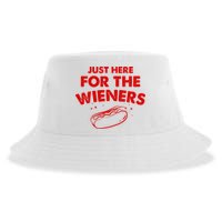 Just Here For The Wieners Funny Hot Dog 4th Of July American Sustainable Bucket Hat