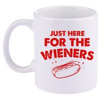 Just Here For The Wieners Funny Hot Dog 4th Of July American 11oz C Handle Ceramic Mug