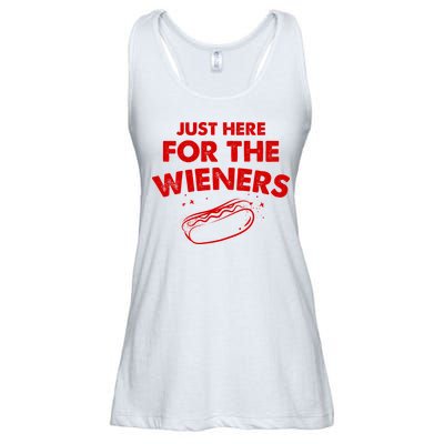 Just Here For The Wieners Funny Hot Dog 4th Of July American Ladies Essential Flowy Tank