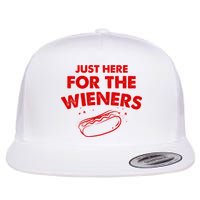 Just Here For The Wieners Funny Hot Dog 4th Of July American Flat Bill Trucker Hat