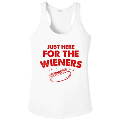 Just Here For The Wieners Funny Hot Dog 4th Of July American Ladies PosiCharge Competitor Racerback Tank