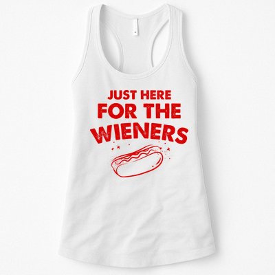 Just Here For The Wieners Funny Hot Dog 4th Of July American Womens Tank Top