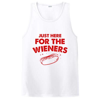Just Here For The Wieners Funny Hot Dog 4th Of July American PosiCharge Competitor Tank