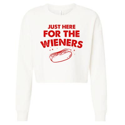 Just Here For The Wieners Funny Hot Dog 4th Of July American Cropped Pullover Crew