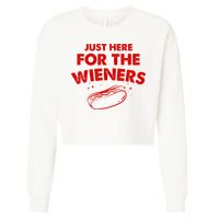 Just Here For The Wieners Funny Hot Dog 4th Of July American Cropped Pullover Crew