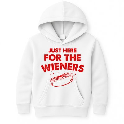Just Here For The Wieners Funny Hot Dog 4th Of July American Kids Hoodie