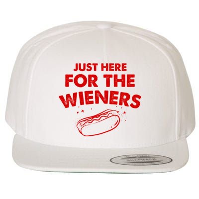 Just Here For The Wieners Funny Hot Dog 4th Of July American Wool Snapback Cap
