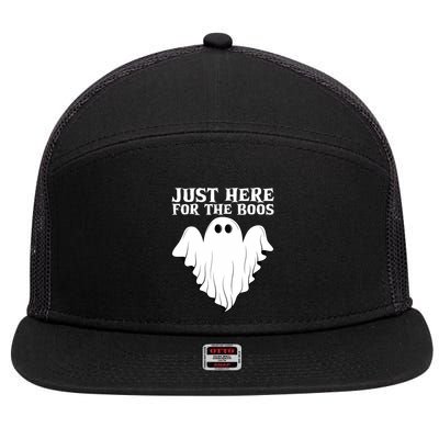 Just Here For The Boos Funny Ghost 7 Panel Mesh Trucker Snapback Hat