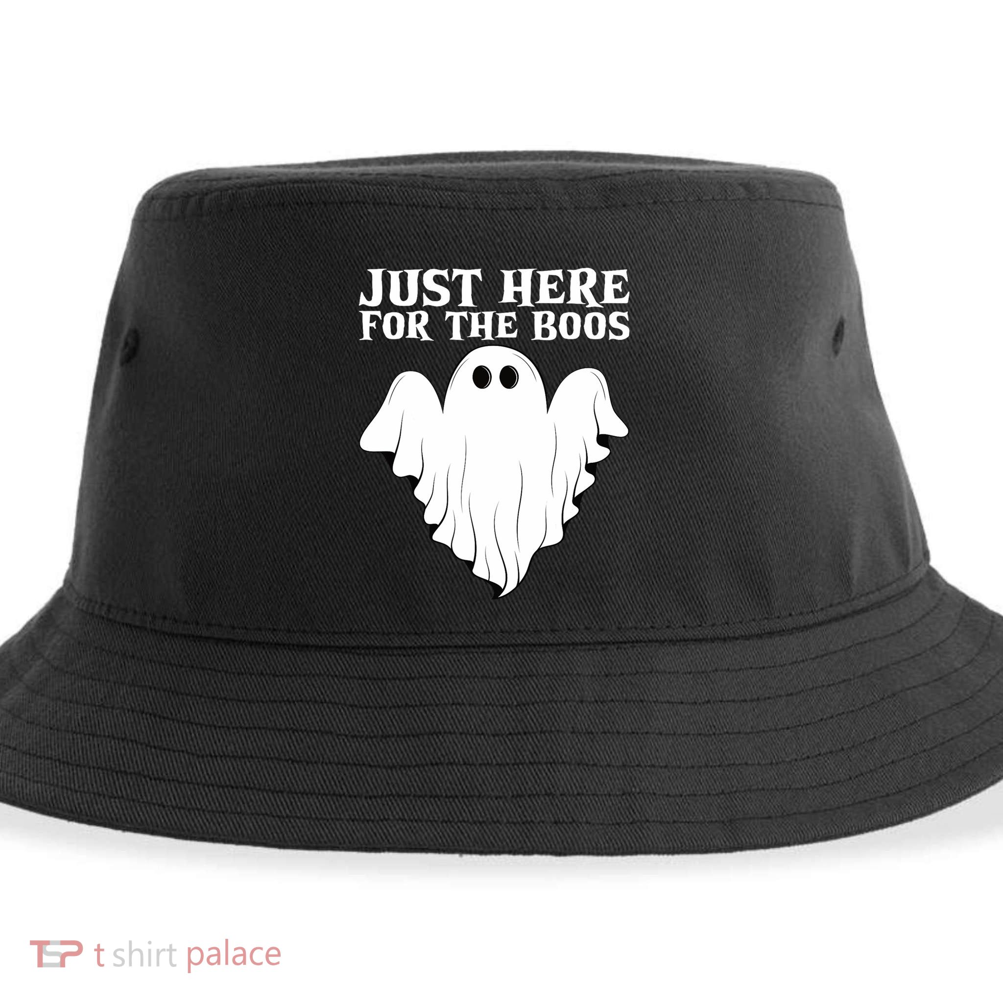 Just Here For The Boos Funny Ghost Sustainable Bucket Hat