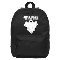 Just Here For The Boos Funny Ghost 16 in Basic Backpack