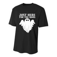 Just Here For The Boos Funny Ghost Youth Performance Sprint T-Shirt
