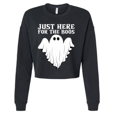 Just Here For The Boos Funny Ghost Cropped Pullover Crew