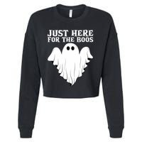 Just Here For The Boos Funny Ghost Cropped Pullover Crew