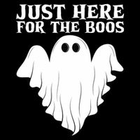 Just Here For The Boos Funny Ghost Cropped Pullover Crew