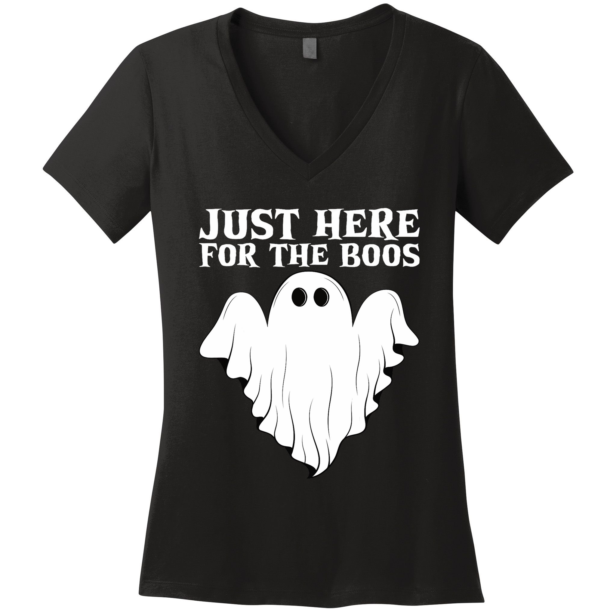 Just Here For The Boos Funny Ghost Women's V-Neck T-Shirt