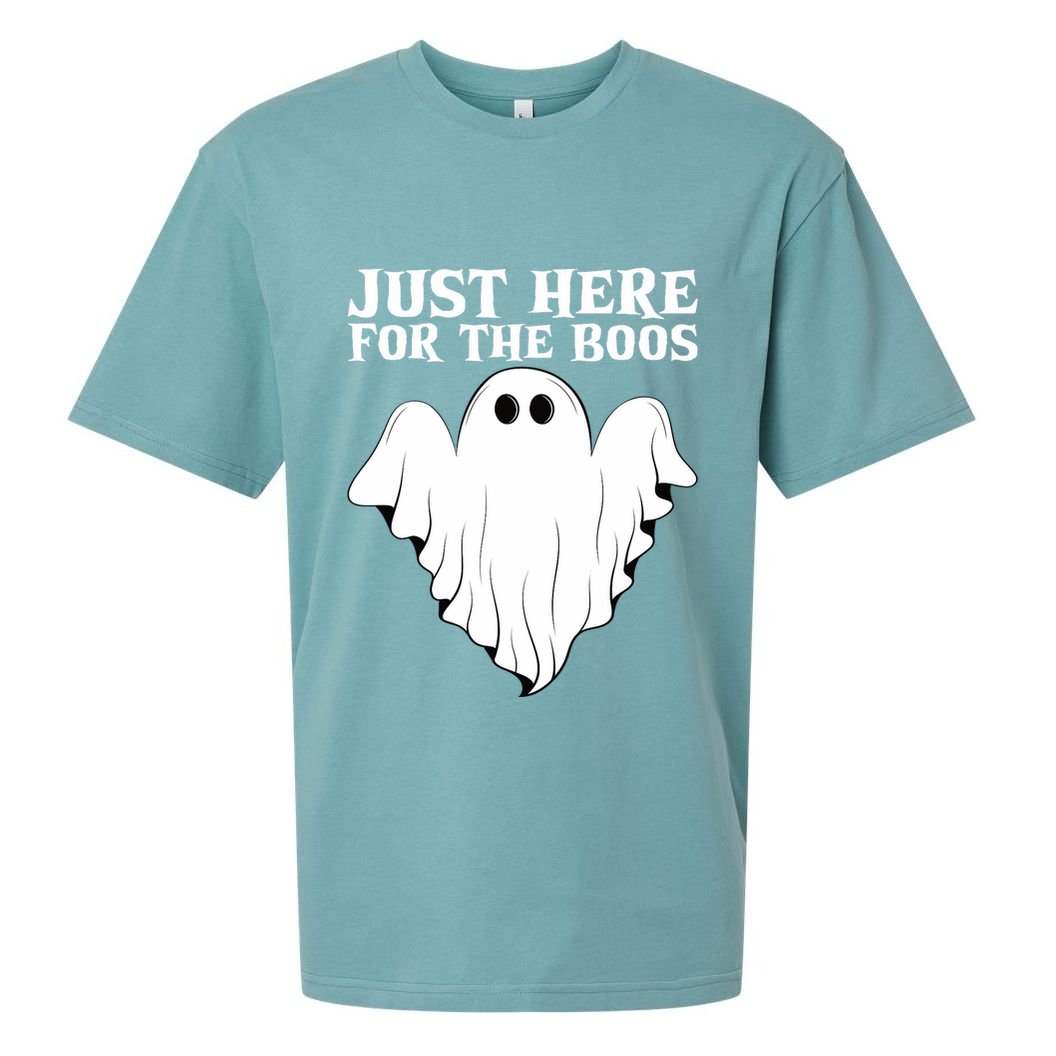 Just Here For The Boos Funny Ghost Sueded Cloud Jersey T-Shirt