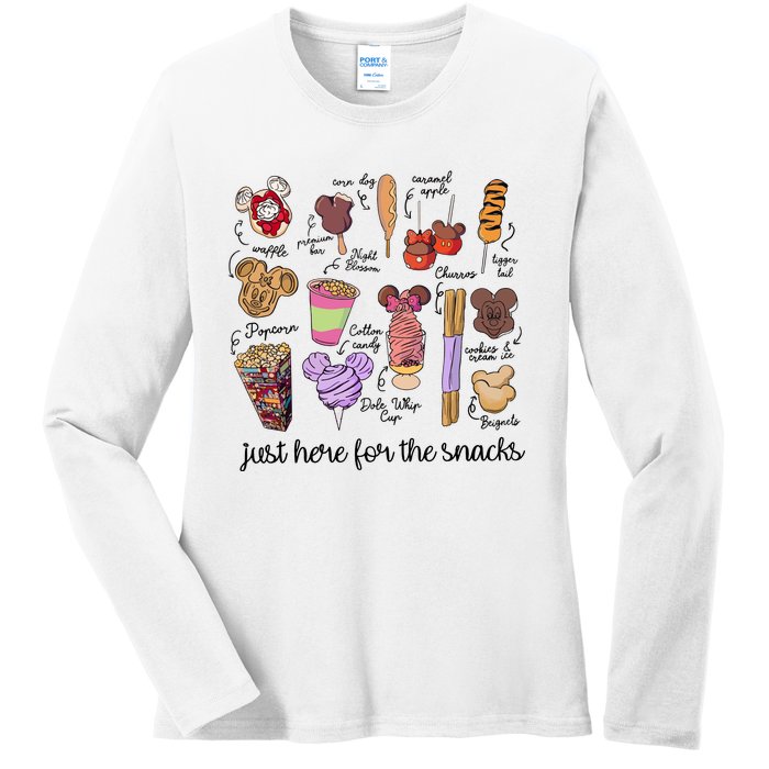 Just Here For The Snacks Ladies Long Sleeve Shirt