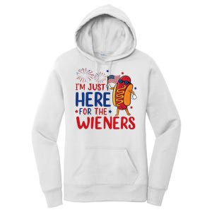 Just Here For The Wieners Funny 4th Of July Women's Pullover Hoodie