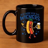 Just Here For The Wieners Hotdog Funny Oktoberfest 11oz C Handle Ceramic Mug