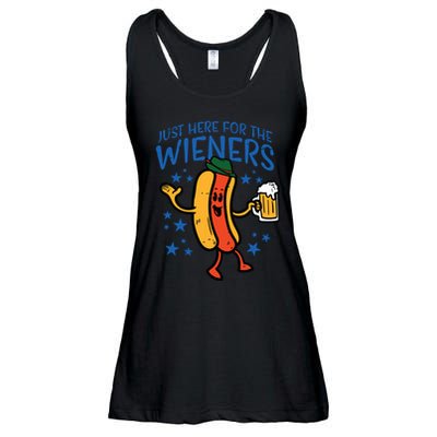 Just Here For The Wieners Hotdog Funny Oktoberfest Ladies Essential Flowy Tank