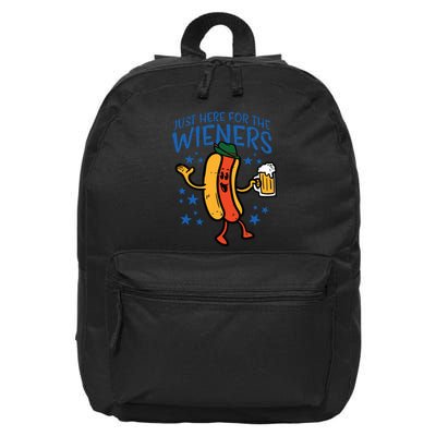 Just Here For The Wieners Hotdog Funny Oktoberfest 16 in Basic Backpack