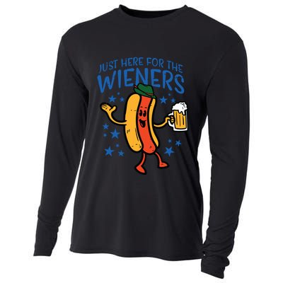Just Here For The Wieners Hotdog Funny Oktoberfest Cooling Performance Long Sleeve Crew