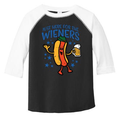 Just Here For The Wieners Hotdog Funny Oktoberfest Toddler Fine Jersey T-Shirt