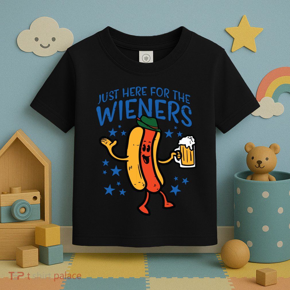 Just Here For The Wieners Hotdog Funny Oktoberfest Toddler T-Shirt