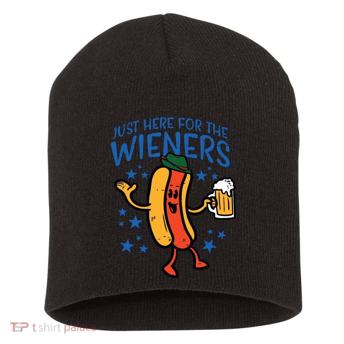 Just Here For The Wieners Hotdog Funny Oktoberfest Short Acrylic Beanie