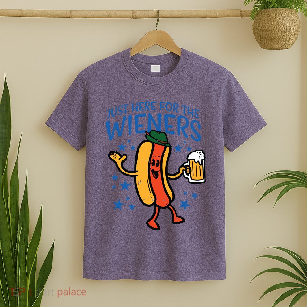 Just Here For The Wieners Hotdog Funny Oktoberfest T-Shirt