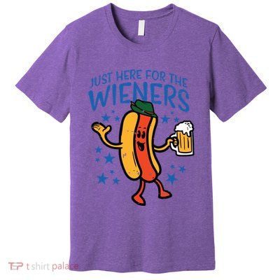 Just Here For The Wieners Hotdog Funny Oktoberfest Premium T-Shirt