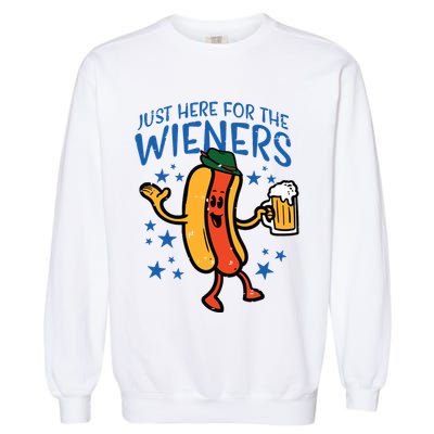 Just Here For The Wieners Hotdog Funny Oktoberfest Garment-Dyed Sweatshirt