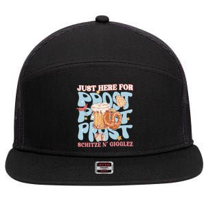 Just Here For Prost Oktoberfest Drinking Team 7 Panel Mesh Trucker Snapback Hat