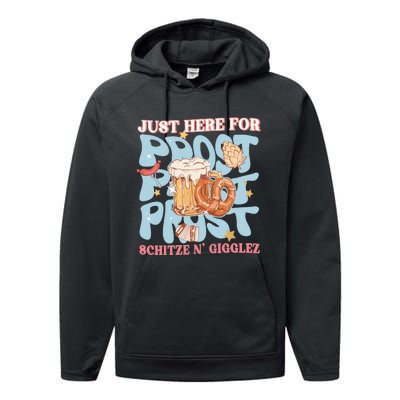 Just Here For Prost Oktoberfest Drinking Team Performance Fleece Hoodie