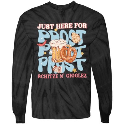 Just Here For Prost Oktoberfest Drinking Team Tie-Dye Long Sleeve Shirt