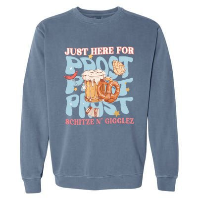 Just Here For Prost Oktoberfest Drinking Team Garment-Dyed Sweatshirt