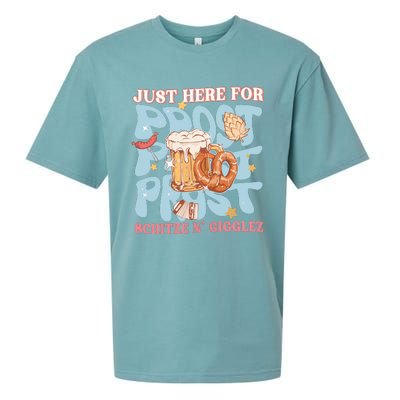 Just Here For Prost Oktoberfest Drinking Team Sueded Cloud Jersey T-Shirt