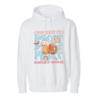 Just Here For Prost Oktoberfest Drinking Team Garment-Dyed Fleece Hoodie