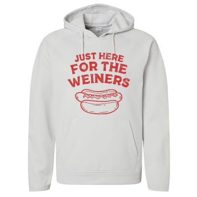 Just Here For The Wiener 4th Of July Performance Fleece Hoodie