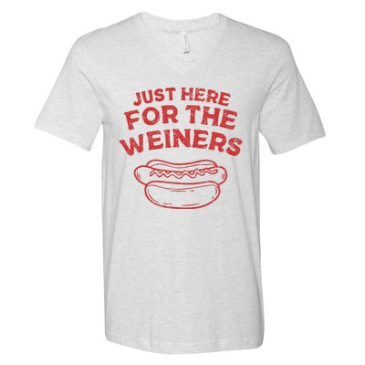 Just Here For The Wiener 4th Of July V-Neck T-Shirt